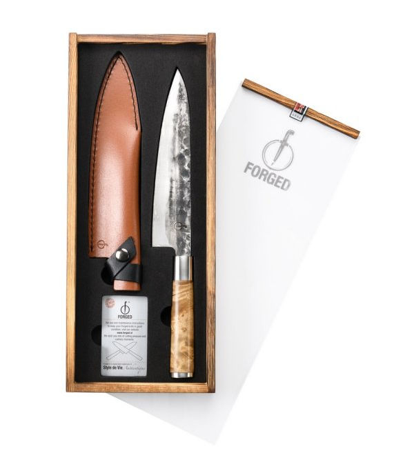 Forged VG10 kuchařský nůž 20,5 cm s koženým pouzdrem